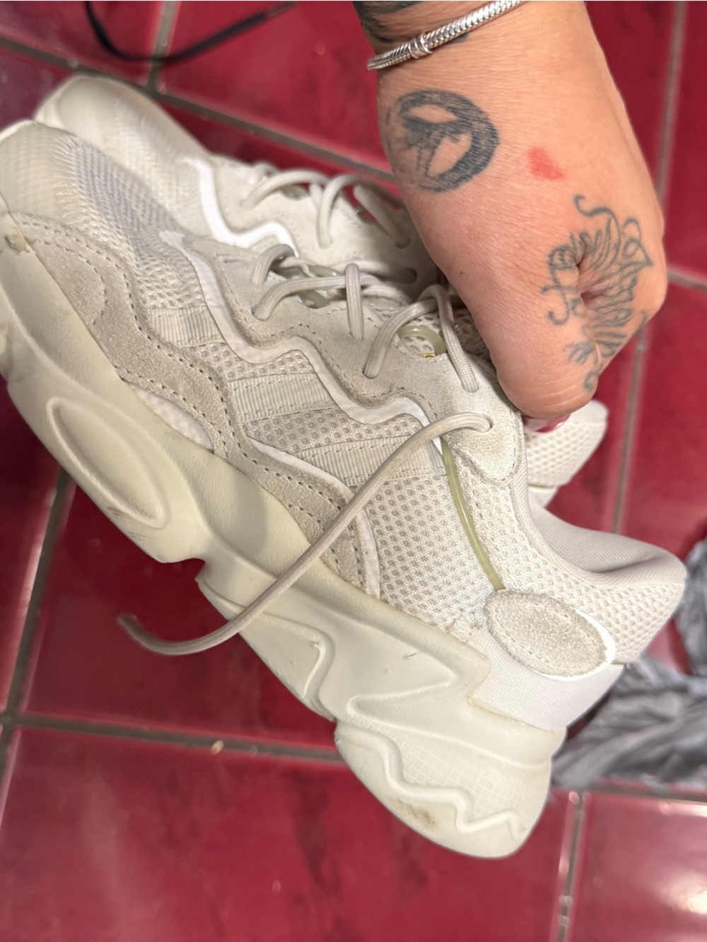 adidas Kids Cream White Chunky Mesh Sneakers